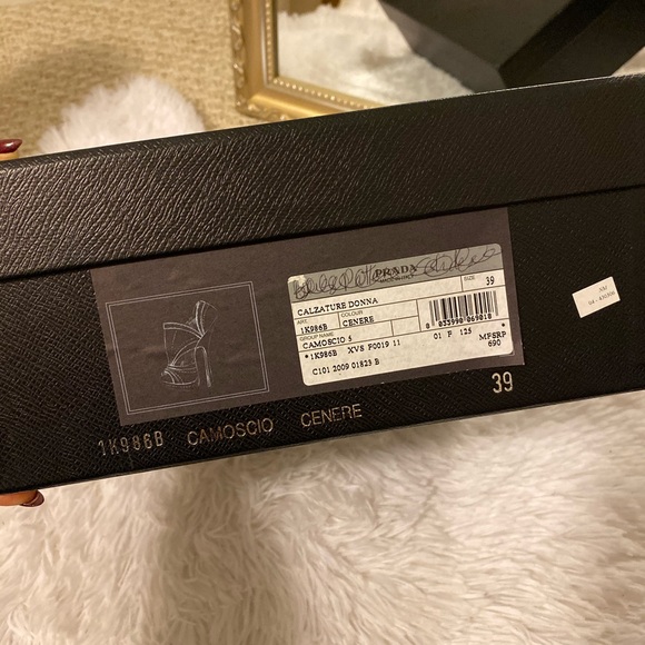 PRADA dark ash suede peep toe cut out booties - Picture 5 of 8